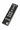 Black remote control with white buttons on a white background