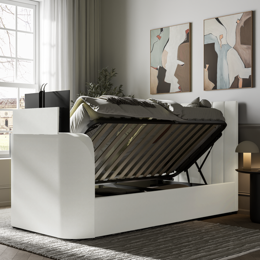 3ft single natural tv bed with storage