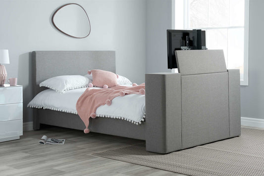 Porto TV Bed in Grey Fabric with 32" TV Capacity
